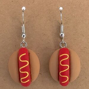 Resin Hotdog and Bun Dangle Earrings